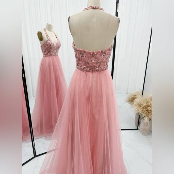 Gown size 4(S) Pink halter-neck V-neck fairy dress - Picture 4 of 6